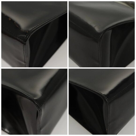 Salvatore Ferragamo Hand Bag Enamel Black Auth - Picture 16 of 16